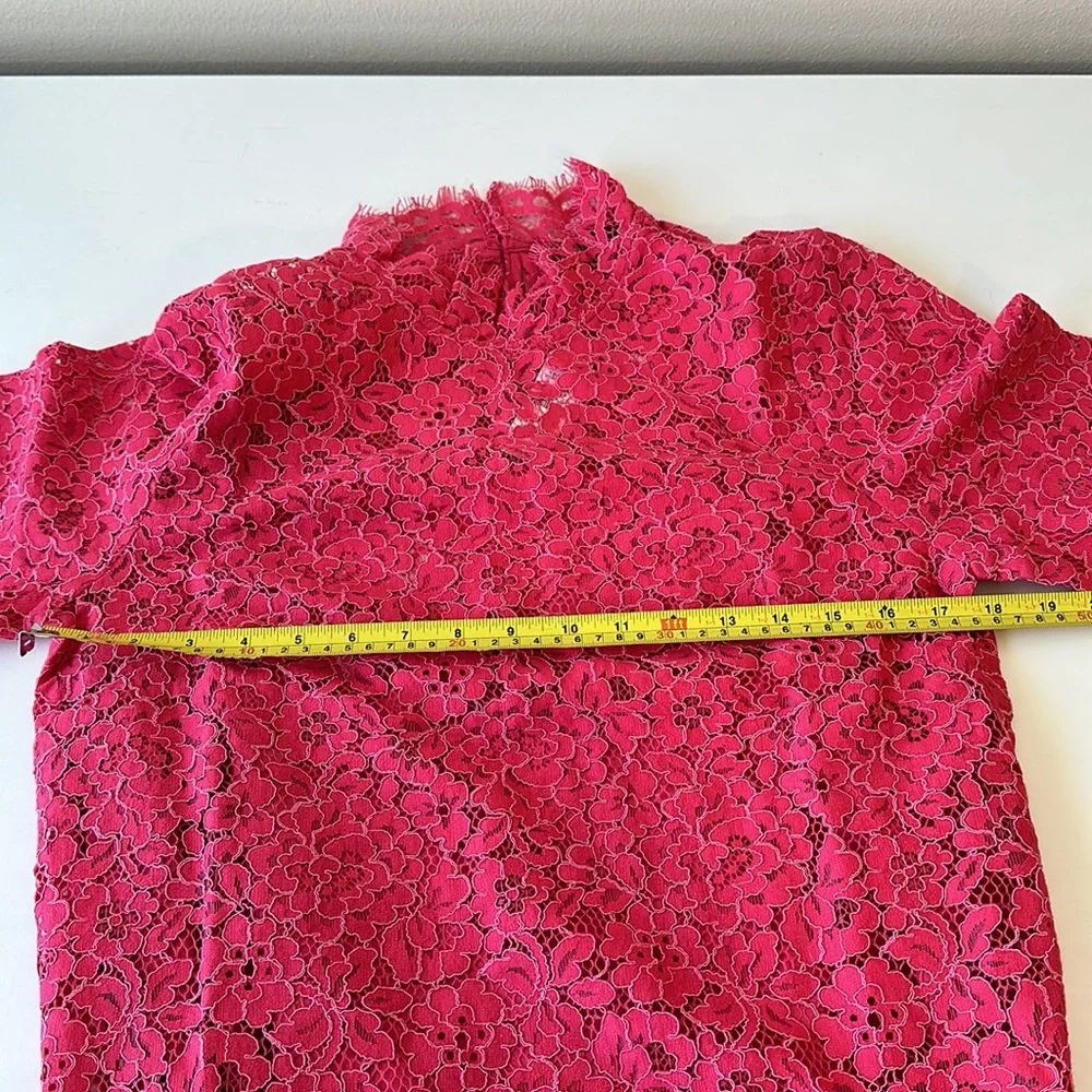 J Crew Mock Neck Lace Top in Dragonfruit NWT Size 6